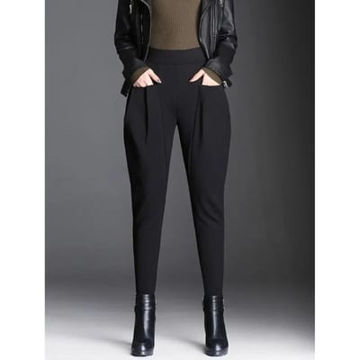 Pantalons Harem Femmes Amples Radis Femmes Taille Haute Amincissants Décontractés Épais Plus Velours 4XL