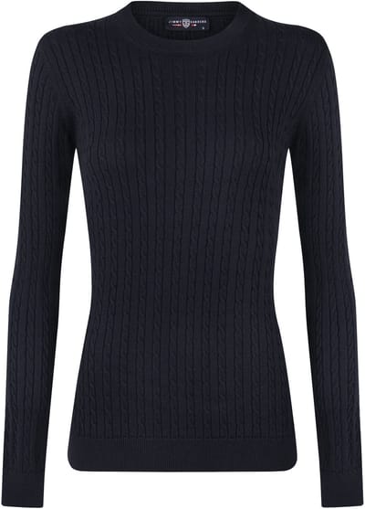 Jimmy Sanders Kabeltrui - Trui Ronde Hals - 100% Katoen Dames Navy - L