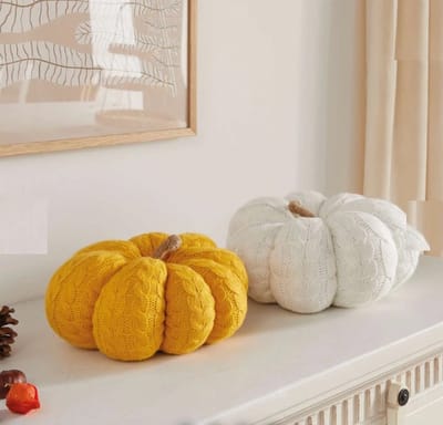 Dream-Living Gebreide decoratie pompoenen 24 en 26 cm 2 stuks