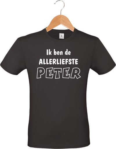 mijncadeautje - T-shirt - Ik ben de Allerliefste Peter - zwart - maat S