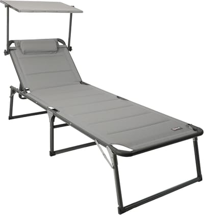 Luxe ligstoel - Relaxstoel buiten - Zonnebaden ontspannen - Verstelbare rugleuning - XXL 200 cm - Lichtgrijs
