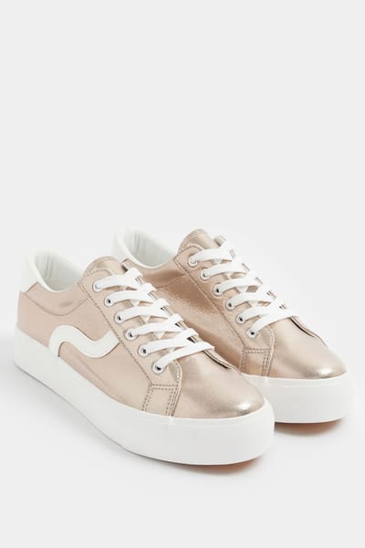 Yours Goudkleurige Imitatieleren Sneakers In Extra Brede Eeepasvormsize 37EEE