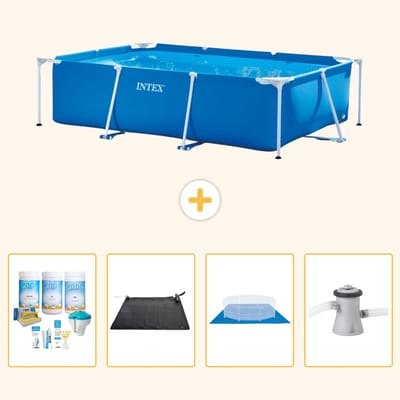 Intex Rond Opblaasbaar Easy Set Zwembad - 183 x 51 cm - Rood - Krab - Inclusief Onderhoudspakket - Solar Mat - Grondzeil - Zwembadfilterpomp - 5-delig