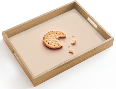 Dienblad hout 40x30 cm - Schootdienblad - Koekje - Kruimels - beige - Borrelplank rechthoek - Plateau dienbladen