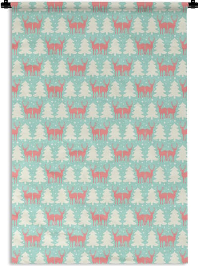 Wandkleed - Wanddoek - Hert - Patroon - Roze - 120x180 cm - Wandtapijt