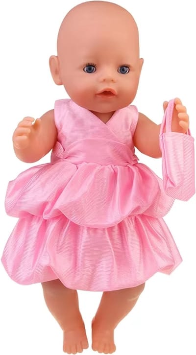 Jurkje met bijpassend tasje voor de pop - Roze - Poppenkleertjes voor Pop 43 cm - Geschikt voor o.a. Baby Born