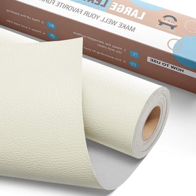Reparatieset voor Kunstleer, Zelfklevende Patches voor Meubels, Autozetels en Tassen, 40 x 80 cm, Elfenbeinweiß