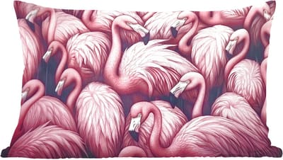 Sierkussens - Kussentjes Woonkamer - 60x40 cm - Flamingo - Roze - Dieren