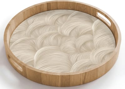 Dienblad rond 40x40 cm - Schootdienblad hout - Bogen - Patroon - Beige - Borrelplank rechthoek - Plateau houten dienbladen