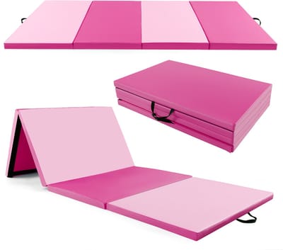 COSTWAY 300 x 120 x 5 cm, zachte vloermat, gymnastiekmat, inklapbaar, turnmat van PU-leer met klimsluiting en handgrepen, fitnessmat, yogamat, thuis, voor gymnastiek, yoga