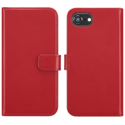 Selencia Hoesje - Geschikt voor Apple iPhone 17e / 16e - Echt Lederen Bookcase - Rood