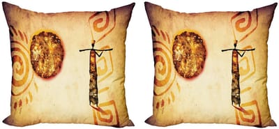 ABAKUHAUS Kussenhoezen Set – 2x50x50 cm – Dubbelzijdig bedrukt – Bruin Tan