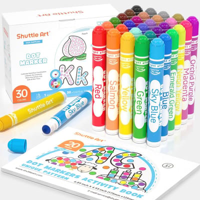 Bingo Dabbers in 30 Kleuren met Activiteitenboek - Wasbare Puntmarkeringen voor Kinderen