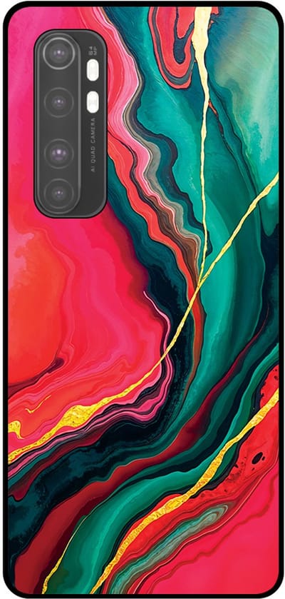Smartphonica Telefoonhoesje Geschikt voor Xiaomi Mi Note 10 Lite met Rood Groen Marmer Opdruk - TPU Backcover Case Red Green Marble Design geschikt voor Xiaomi MI Note 10 Lite