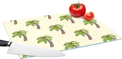 Glazen Snijplank - 39x28 - Palmboom - Patronen - Kokosnoot - Tropisch - Snijplanken Glas