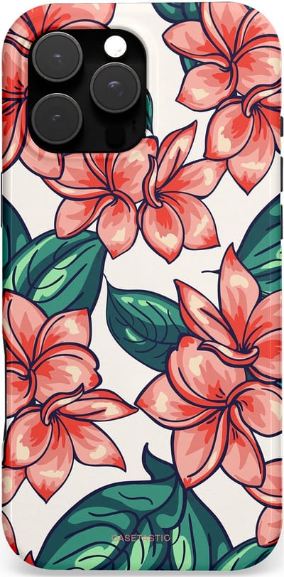 Casetastic hoesje geschikt voor Apple iPhone 16 Pro Max - MagSafe - Dubbellaagse bescherming - Bloemenparadijs - Fashion Case - Petrol Koraal Perzik Wit