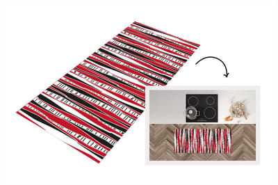 Keukenloper - Loper keuken - Rood - Patronen - Boom - 120x50 cm - Keukenloper vinyl
