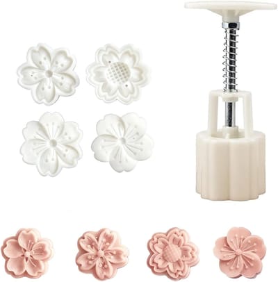 4 Stuks Maancakevorm Set voor Chinese Maancakes, Koekjes en Zachte Zoetigheden, Ideaal voor Bakken en Decoreren