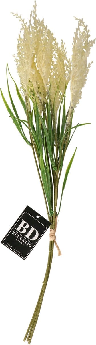 Bellatio Design Pluimgras losse steel/tak - meerdere stengels - cream - 62 cm - decoratie kunst pluimen
