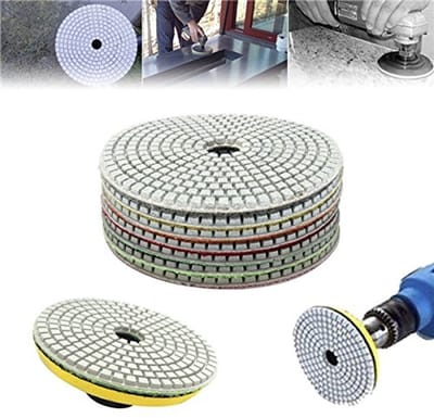 Dailygoods- Polijstschijf 125 mm - 7-delige Set - Diamant Polijstschijven - Geschikt voor Graniet/Glas/Marmers/Beton - 50-3000 Grit - Flexibel en Praktisch - Schuurpad