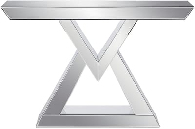 Vente-unique Sidetable van MDF met spiegel - Kleur: Zilver - ISIDA -