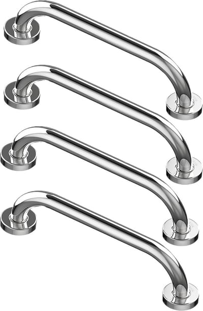 Set van 4 badkamer en douche veiligheidsbeugels 30 cm verchroomd RVS