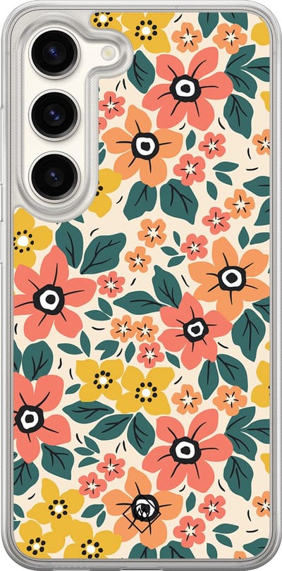 Casimoda® hoesje - Geschikt voor Samsung Galaxy S23 - Blossom - 2-in-1 case - Schokbestendig - Bloemen - Verhoogde randen - Multi, Transparant