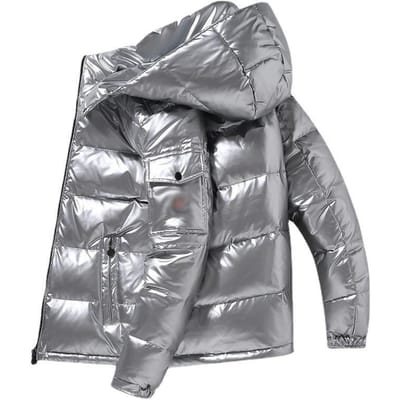 Nieuwe Glanzende Donsjas voor Heren en Dames met Dezelfde Korte Capuchon Verdikte Warme Jas Modieuze Koudebestendige Kleding 4XL gray