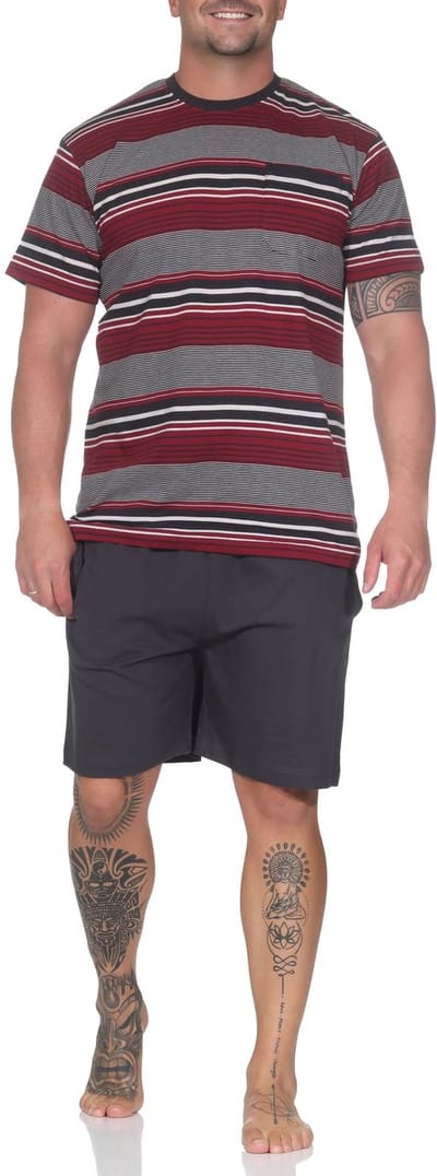 Normann herenpyjama Shorty met korte mouwen in een gestreepte look - ook in grote maten