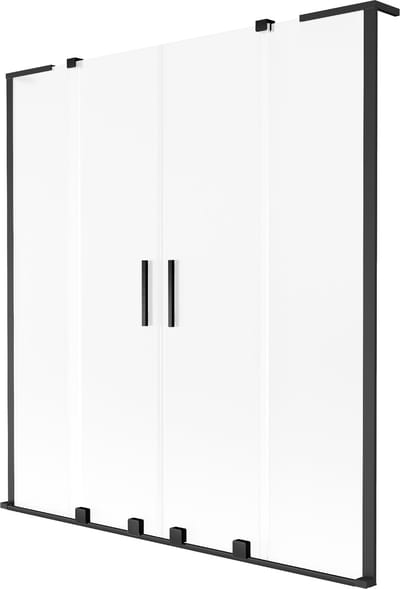 Mexen Velar L Duo badwand 2-delig schuifbaar 140 x 150 cm, matglas, zwart - 896-140-003-32-70