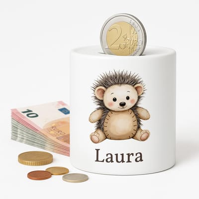 Spaarpot Egel - gepersonliseerd met naam - Spaarpot met naam gepersonaliseerd - Baby Cadeau - Geschenk - kraamcadeau