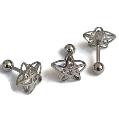 Aramat Jewels | Piercings | Stalen Bloem Helix Tragus Oorbellen | | | |6mm | Staal | Volwassenen | Verkleurd niet