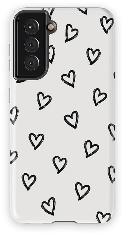 Tough Hoesje met Hartjes Samsung Galaxy S21 | Little Love Tough Case Geschikt voor Mag | Hartjes Print Backcover Samsung Galaxy S21 Mono Hearts