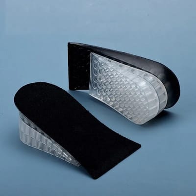 Verhogende Inlegzolen -inlegzolen heren - inlegzolen vrouw - Verhogende inlegzolen 5 CM - Verstelbaar Onesize - Met 2 Verschillende Lagen- hakverhoger - Zwart