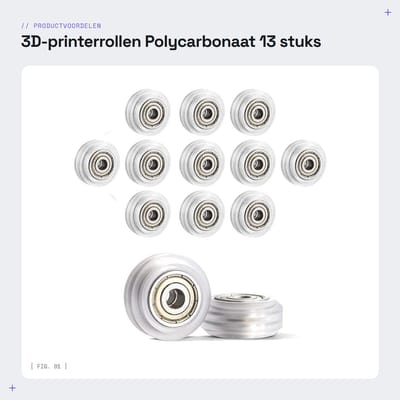 Dailygoods- Wielen set van 13 - Polycarbonaat - 625zz - V-slot vervangingen - Duurzaam - Buitendiameter 24mm - 3D-printerrollen