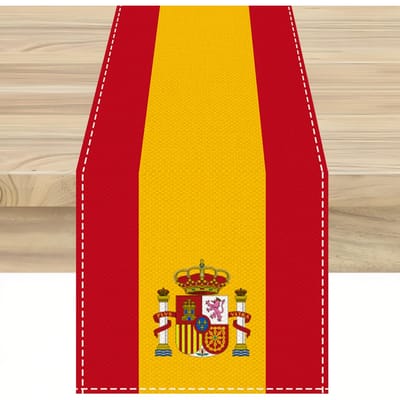 Rood Geel Strepen Linnen Tafelkleed Feestdecoratie Herbruikbaar Spaanse Vlag Keuken Eettafelkleed Patriottische Feestdecoratie 150x33cm yellow