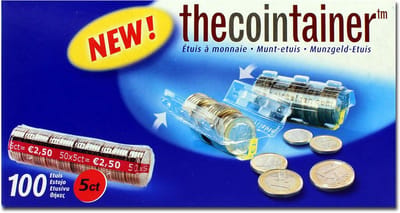 Kunststof munthulzen voor 5 cent euromunten met telgroeven, 100 stuks
