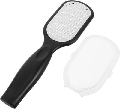 Voetschraper Roestvrijstaal - Voetvijl Pedicure - Huidverzorging Voeten - Ergonomisch Handvat - 20.5 cm Lengte - Zwart