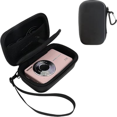Digitale Camera Tas voor KODAK PIXPRO FZ55/FZ45 - Harde Tas met Polsband en Carabiner voor SD Kaarten en Accessoires - Compact en Duurzaam (Zwart)
