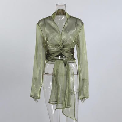 Talenza Zomerhemden voor Dames Vintage V-hals Vetersluiting Doorzichtig Uitgesneden Casual Blouses Nieuw Luxe Elegante Chique Dameshemden S gray