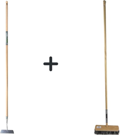 Synx Tools Rechte Schoffel 20cm Met Steel 160cm + Harde Bezem Old Dutchie - Schoffel - Buiten Bezem - Met Steel 160cm