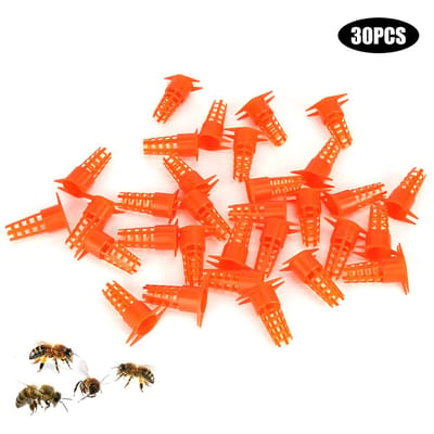30 stuks Plastic Bijenkoningin Kooi Beschermhoes Koningin Kweekbeker Bijenhouderij Uitrusting Gereedschap orange