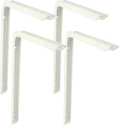 AMIG Plankdrager/planksteun - 4x - aluminium - gelakt wit - H350 x B200 mm - max gewicht 45 kg - boekenplank steunen