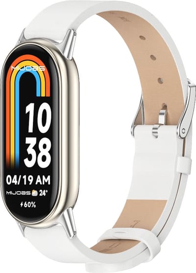 By Qubix - PU leren bandje - Wit - Geschikt voor Xiaomi Smart Band 8 / 9 / 10