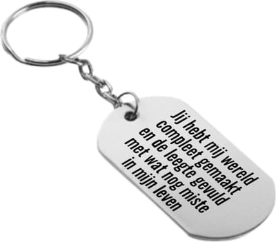 Akyol - jij hebt mij wereld compleet gemaakt en de leegte gevuld met wat nog miste in mijn leven sleutelhanger - Liefde - - - cadeautje - verjaardagscadeau - - cadeau - kado - geschenk - gift - vriendin/vriend artikelen - 54 x 29mm
