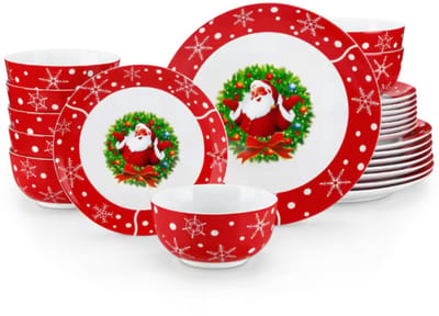 Splendid Serviesset – Dinerborden – Kerst 8 persoons – 24 delig – Keramisch – Ontbijtborden – Uniek servies