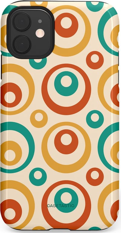 Casetastic hoesje geschikt voor Apple iPhone 11 - Dubbellaagse bescherming - Bolletjes boogie - Fashion Case - Crème Terracotta Goud Turquoise