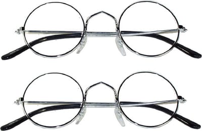 Funny Fashion - oma/opa bril - 2 stuks - rond - metalen montuur