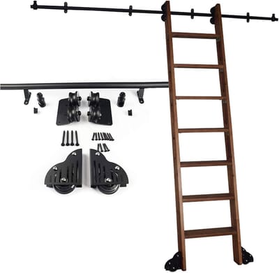 Glijladder Hardware - Mobiele Baan - Opslag Toegang - Robuust Smeedijzer - Verstelbaar - Zwart