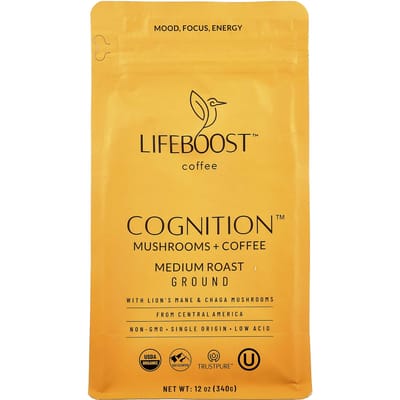 Cognition™, Paddenstoel + Koffie, Gemalen Koffie, Medium Gebrand, 340G(12oz)
